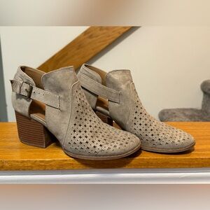 Maurices Taupe Ankle Booties with Cutout Pattern